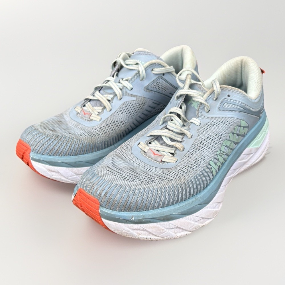 Hoka One One Bondi 7 Running‎ Shoes Sneakers Women's 9.5 Blue 1110519 BFBG